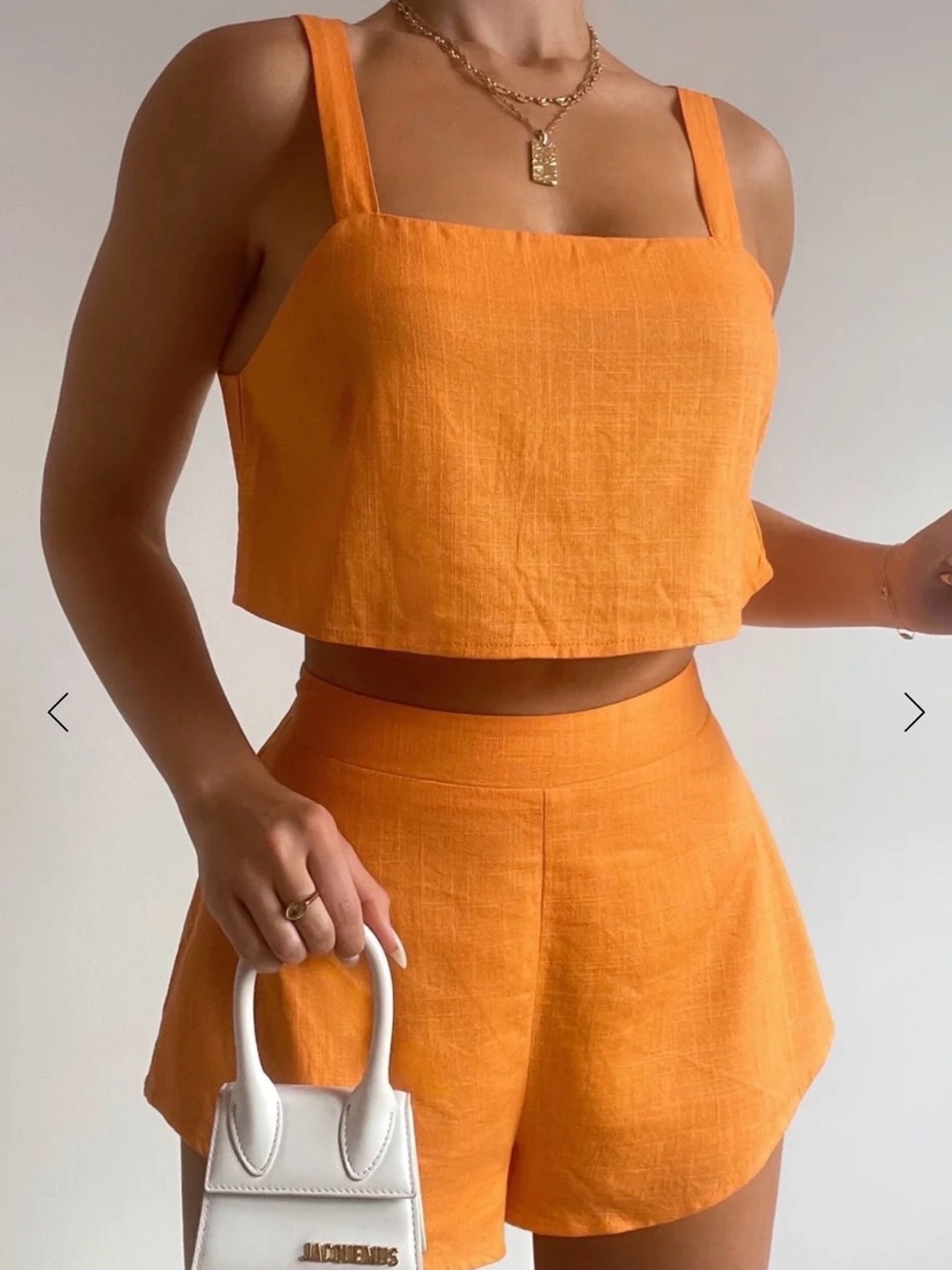 Showpo Orange High-Waist Linen-Blend Shorts